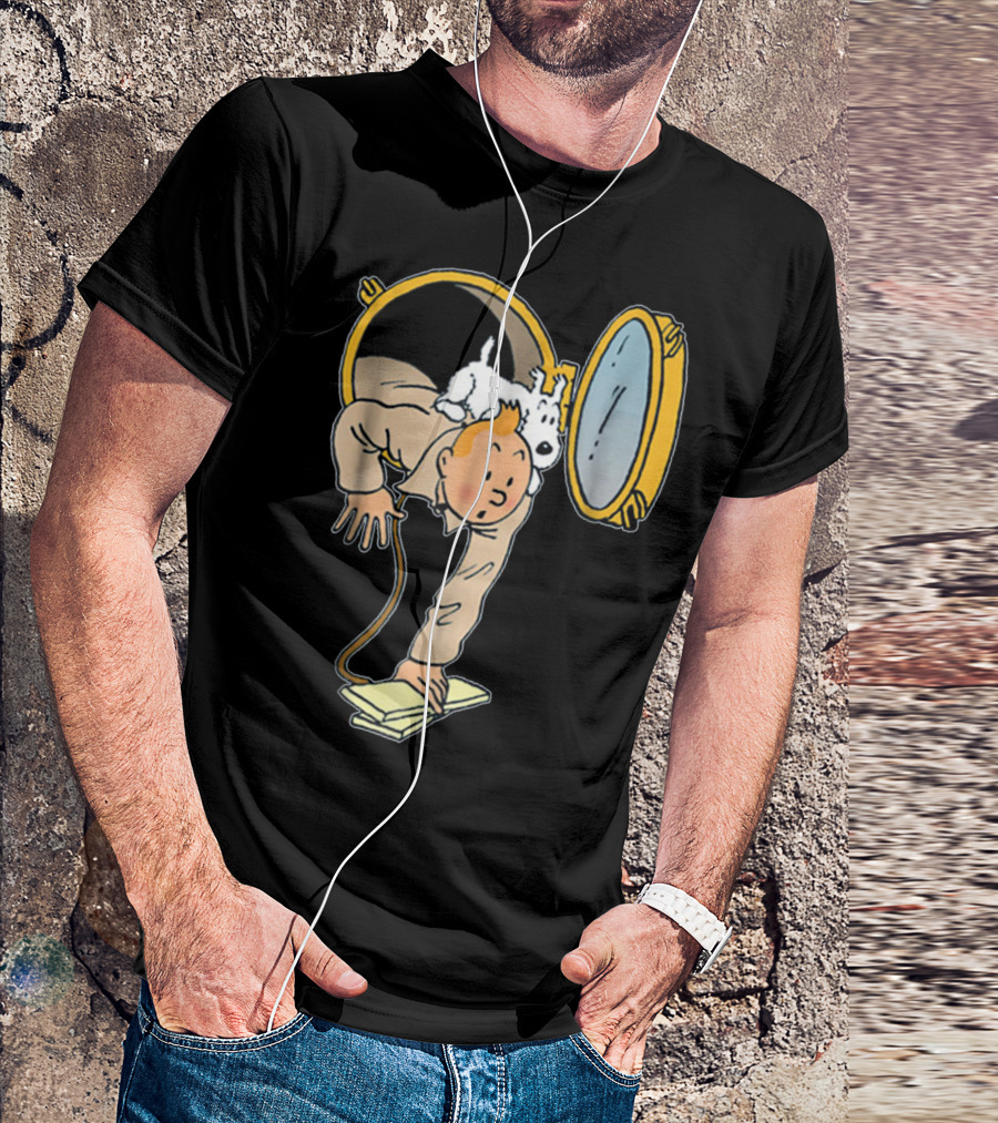 Tintin And Snowy Emerging From Submarine Porthole T-Shirt