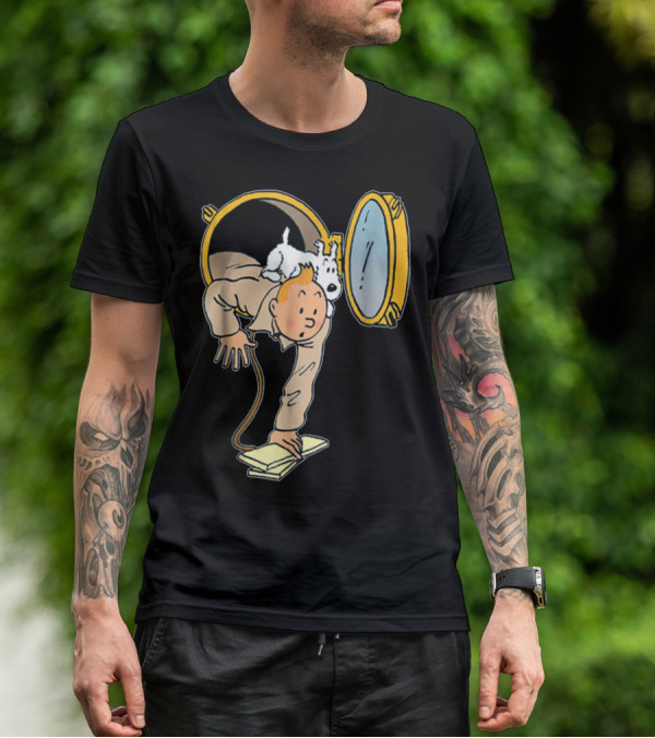 Tintin And Snowy Emerging From Submarine Porthole T-Shirt