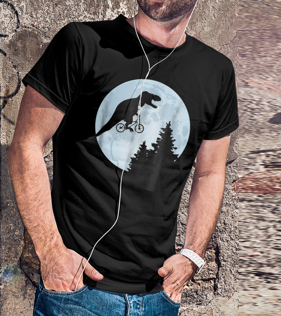 T Rex Bicycle Moon Ride For Funny Rex Lovers T-Shirt