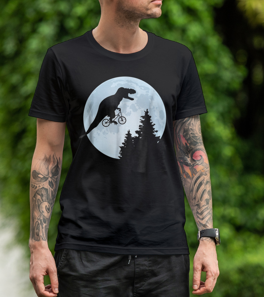 T Rex Bicycle Moon Ride For Funny Rex Lovers T-Shirt