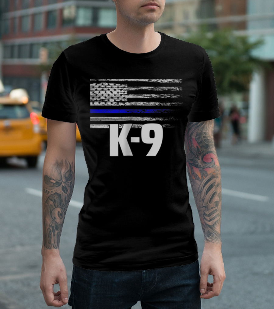 K-9 Police USA Flag Law Enforcement Officer LEO Cops T-Shirt