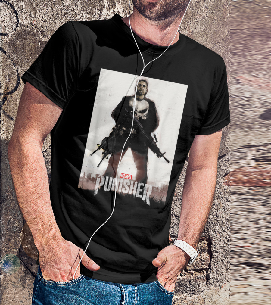 Marvel The Punisher Frank Castle One Man Army Standing With Weapons And Skull Emblem T-Shirt