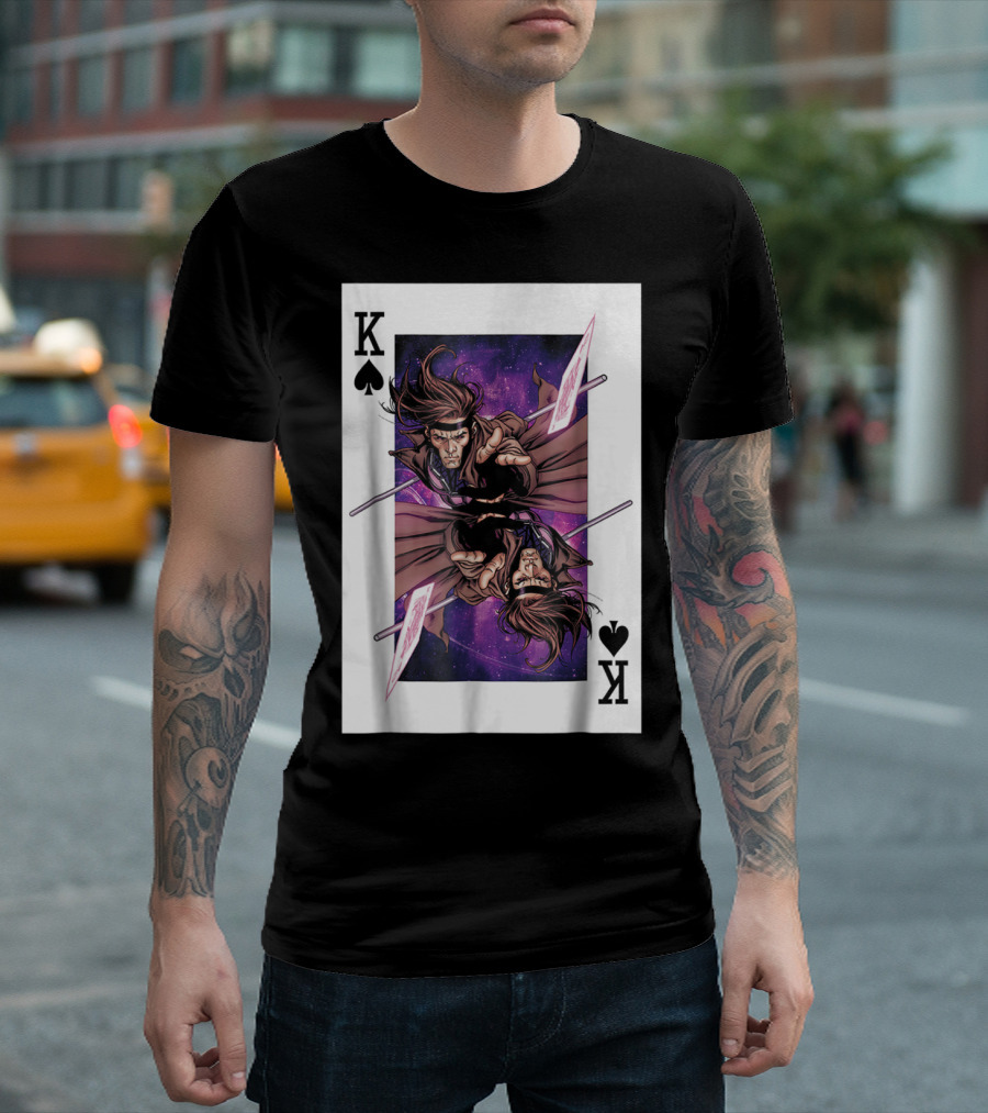 Marvel X Men Gambit King Of Spades Playing Card Character T-Shirt