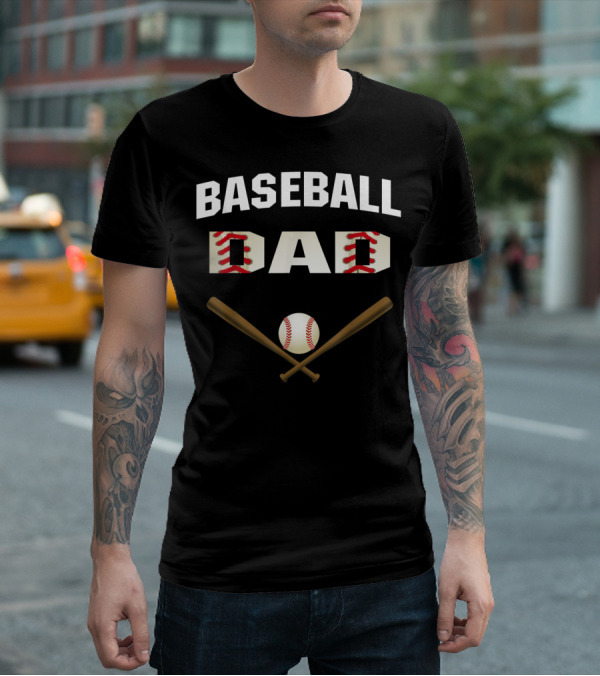 Baseball Dad Best With Crossed Bats And Ball T-Shirt