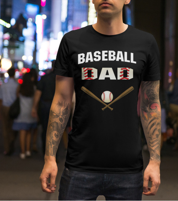 Baseball Dad Best With Crossed Bats And Ball T-Shirt