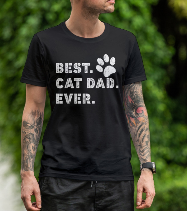 Best Cat Dad Ever Father's Day Mens Paw Prints T-Shirt