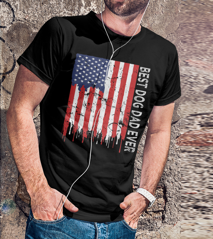 Best Dog Dad Ever American Flag Mens T-Shirt