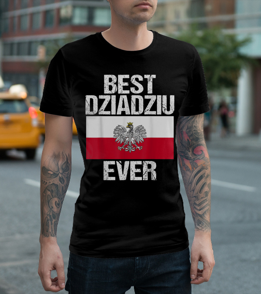 Best Dziadziu Ever Polish Flag with Eagle Emblem T-Shirt