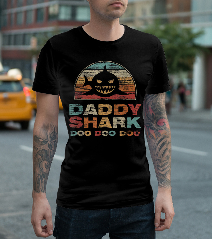 Daddy Shark Doo Doo Doo Retro T-Shirt