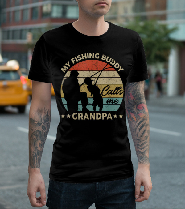 My Fishing Buddy Calls Me Grandpa Retro T-Shirt