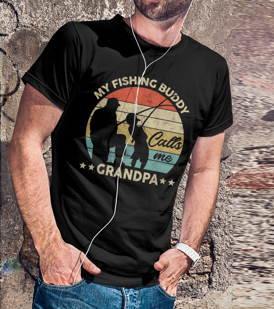 My Fishing Buddy Calls Me Grandpa Retro T-Shirt