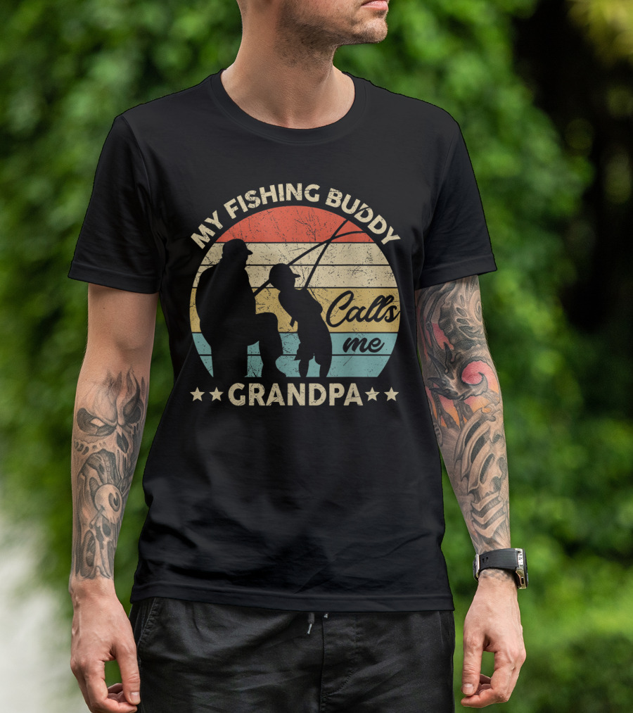 My Fishing Buddy Calls Me Grandpa Retro T-Shirt