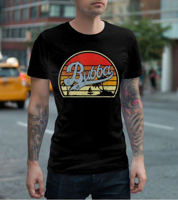 Bubba Retro Sunset Sailboat Palm Trees T-Shirt