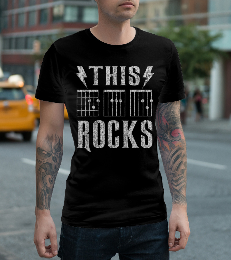 Vintage Guitar Dad This Rocks Chord Diagram T-Shirt