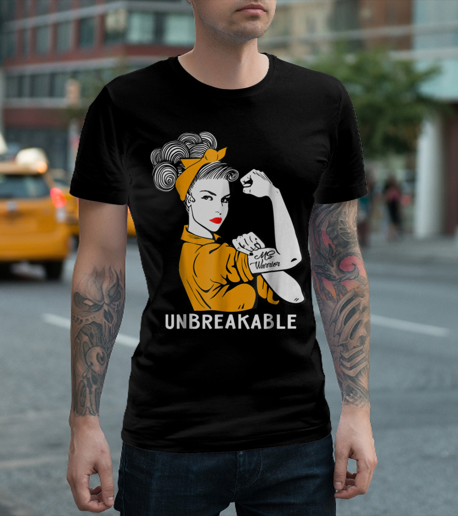 Unbreakable MS Warrior Multiple Sclerosis Rosie the Riveter T-Shirt