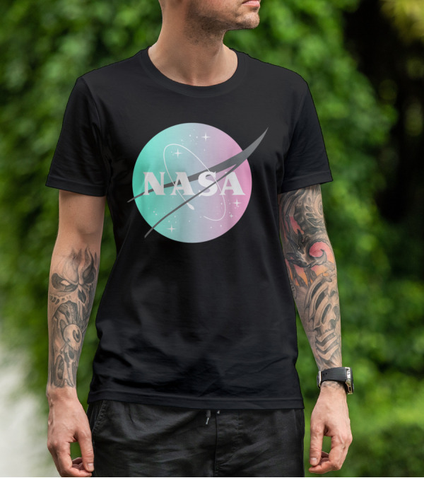 NASA Pastel Rainbow Classic Logo NASA Lover T-Shirt