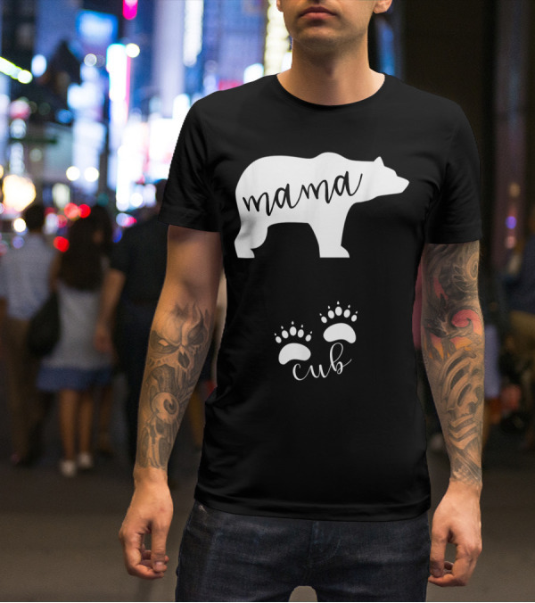 Mama Bear Pregnancy Announcement With Cub Paws T-Shirt