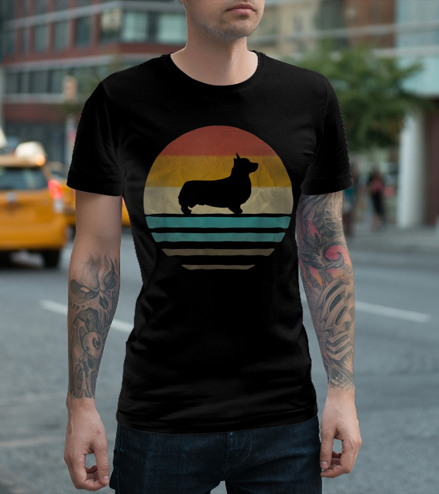 Retro Vintage Sunset Corgi Dog Breed Lover T-Shirt