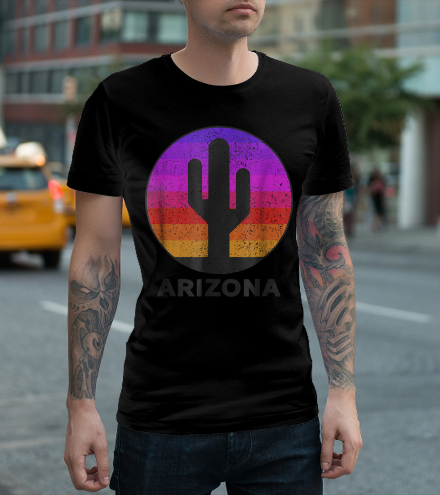 Arizona Saguaro Cactus Vintage Sunset T-Shirt
