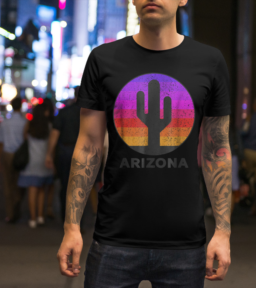 Arizona Saguaro Cactus Vintage Sunset T-Shirt