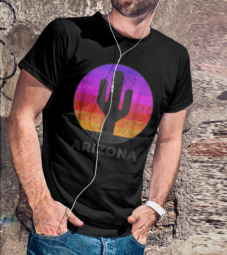 Arizona Saguaro Cactus Vintage Sunset T-Shirt