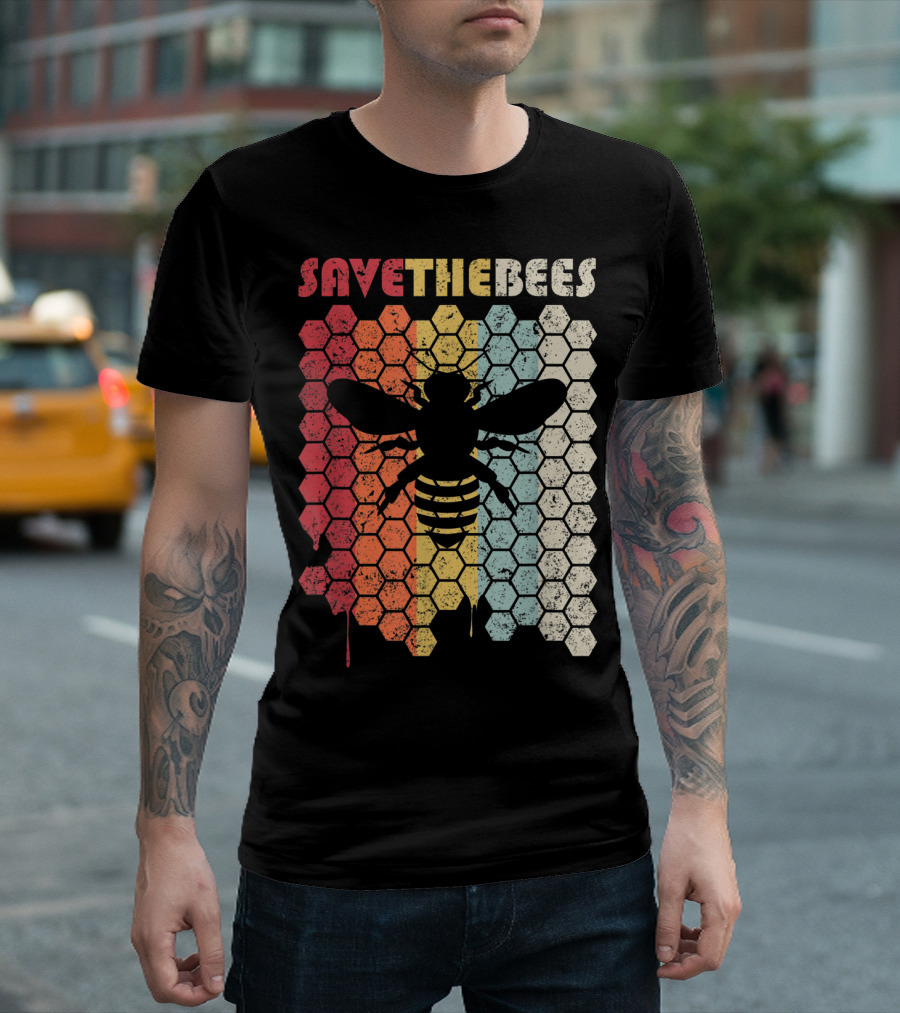 SAVETHEBEES Hexagonal Rainbow T-Shirt