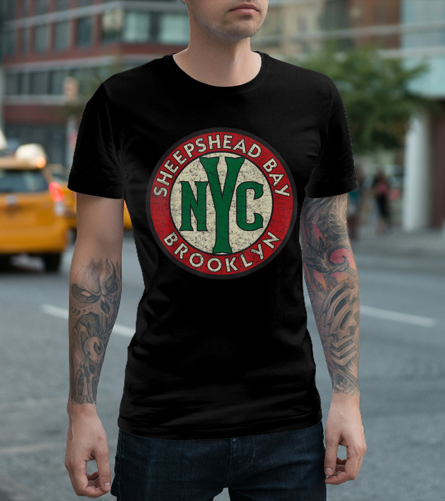 Sheepshead Bay Brooklyn NYC Vintage Distressed Road Sign T-Shirt