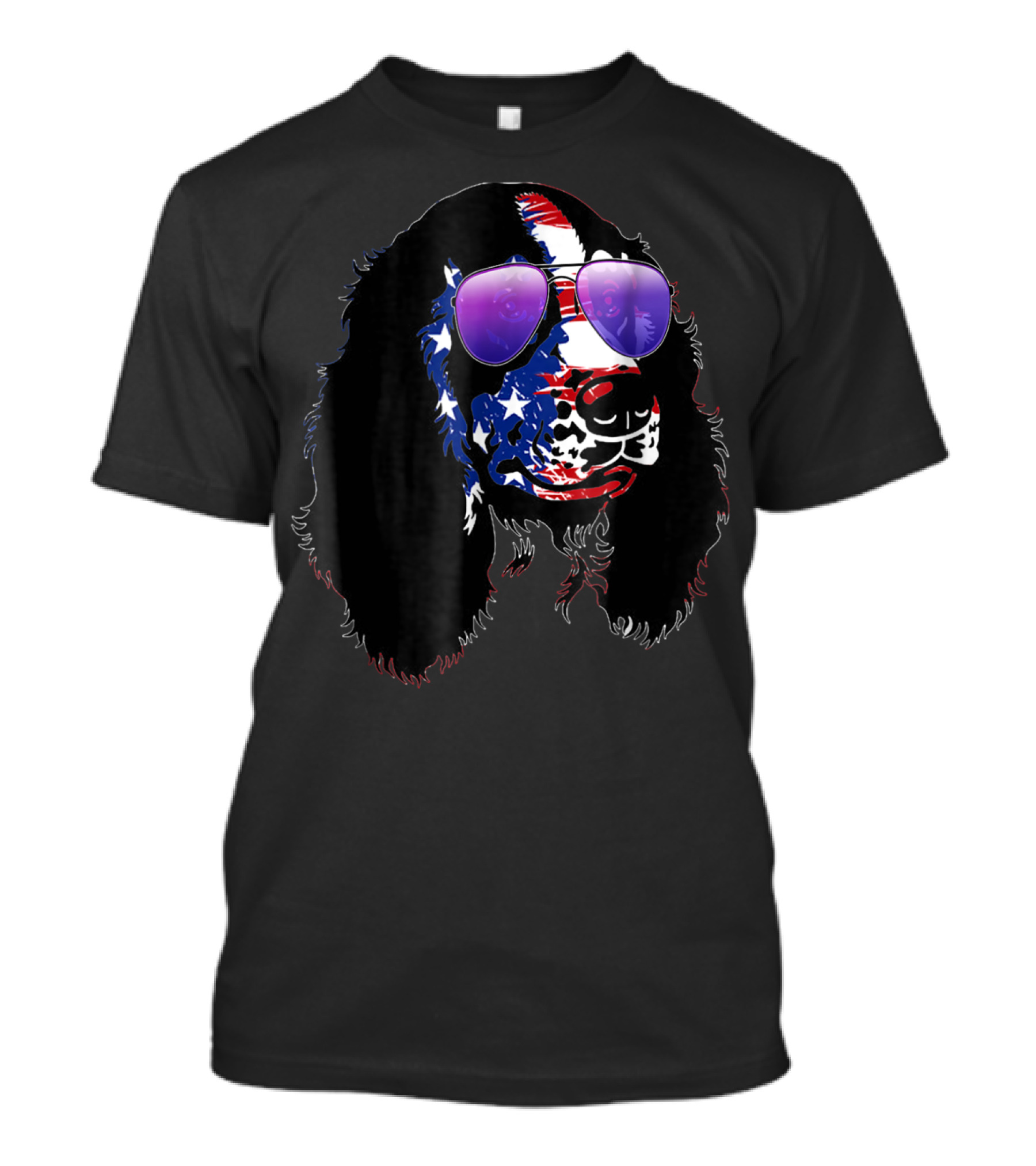 US Flag English Springer Spaniel With Sunglasses T-Shirt