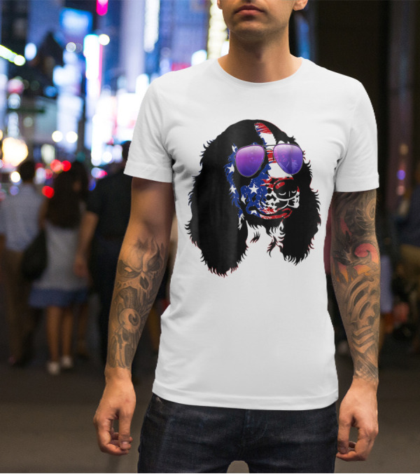 US Flag English Springer Spaniel With Sunglasses T-Shirt