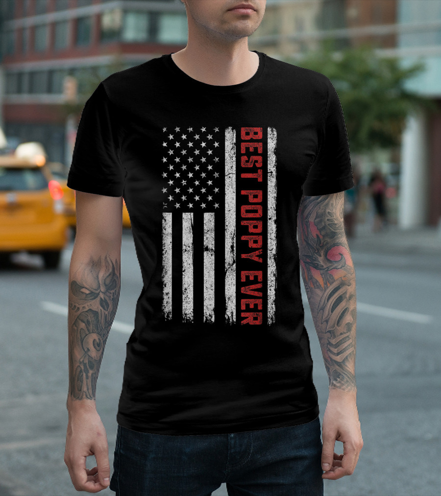 Best Poppy Ever American Flag USA T-Shirt