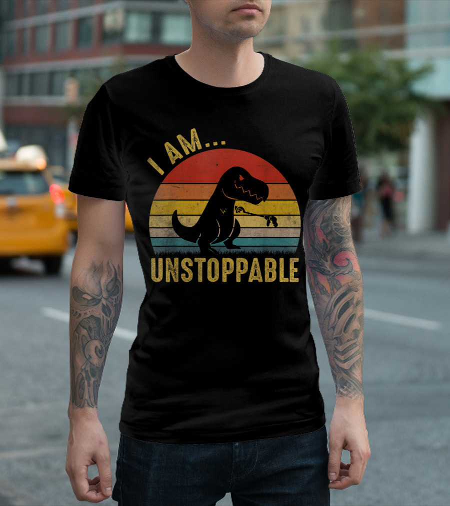 I Am Unstoppable Vintage Funny Rex Dinosaur T-Shirt