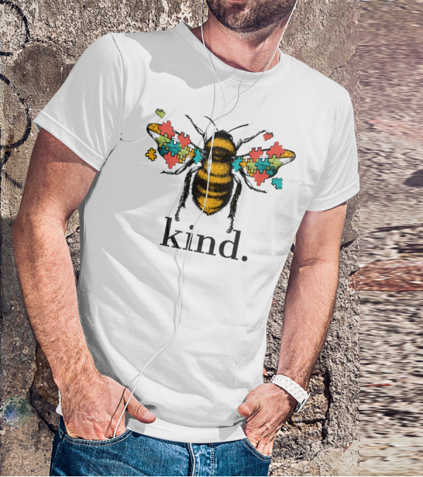 Autism Awareness Kind Bee With Puzzle Piece Wings T-Shirt