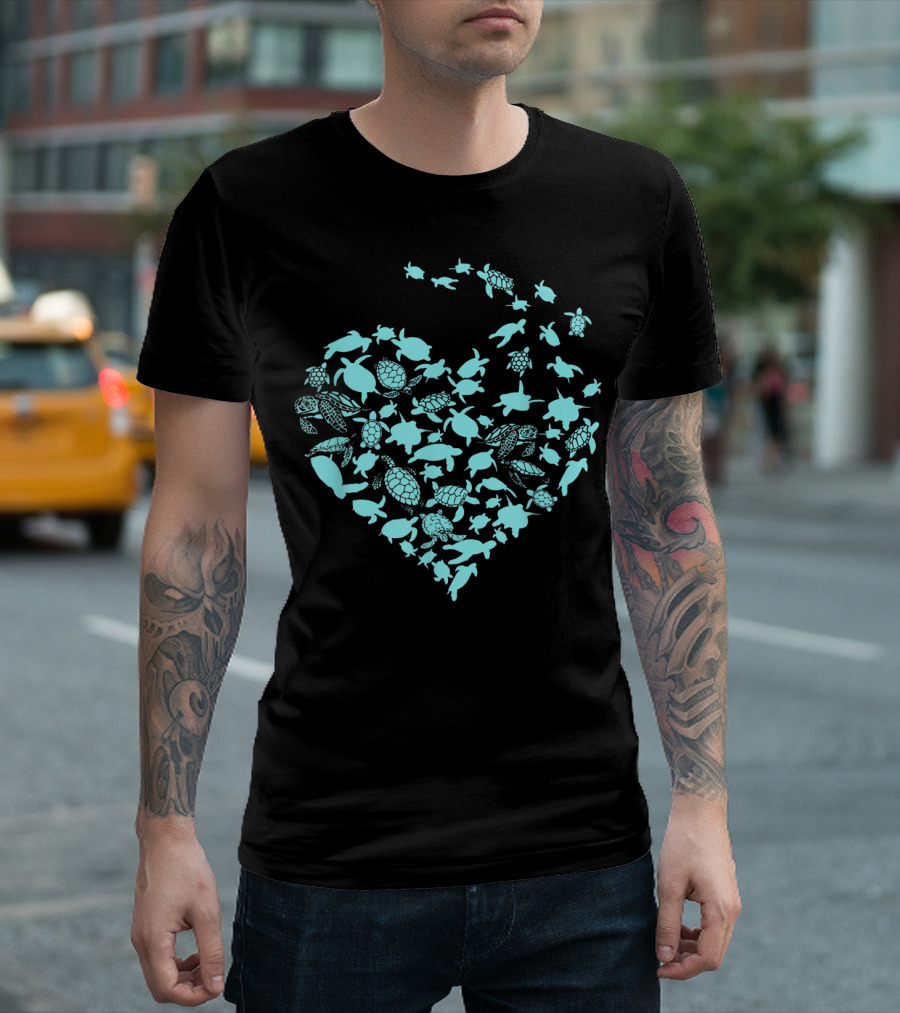 Heart Love Turtles Ocean Blue T-Shirt