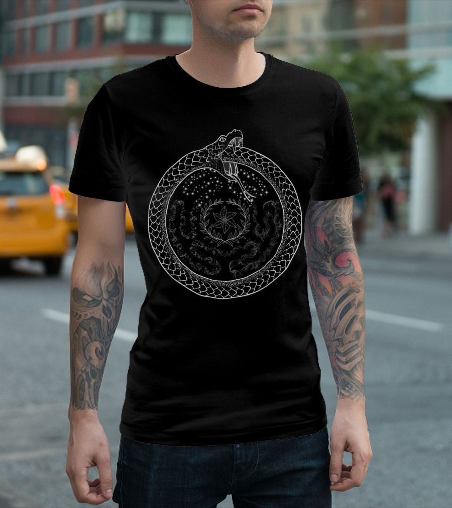 Hecate's Wheel Ouroboros Hekate Magick Wit Snake Stars Symbol Mystical T-Shirt