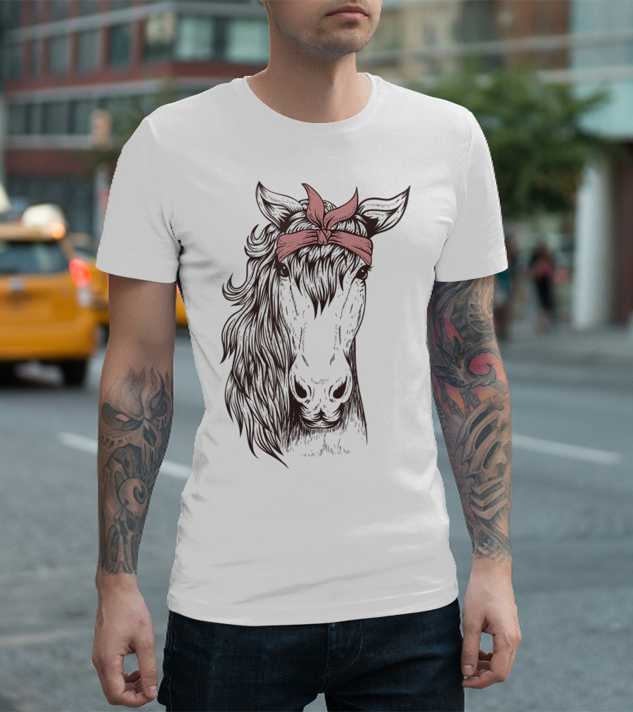Horse Bandana Illustration For Horseback Riding Enthusiasts T-Shirt