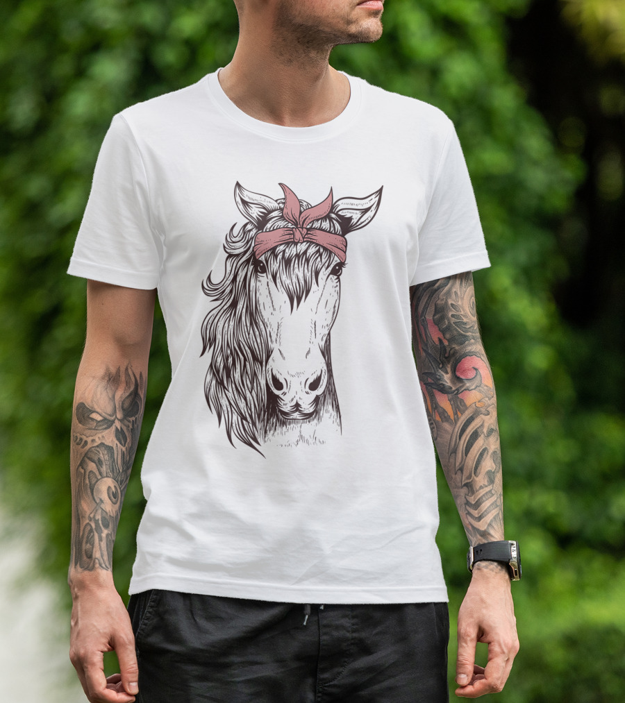 Horse Bandana Illustration For Horseback Riding Enthusiasts T-Shirt