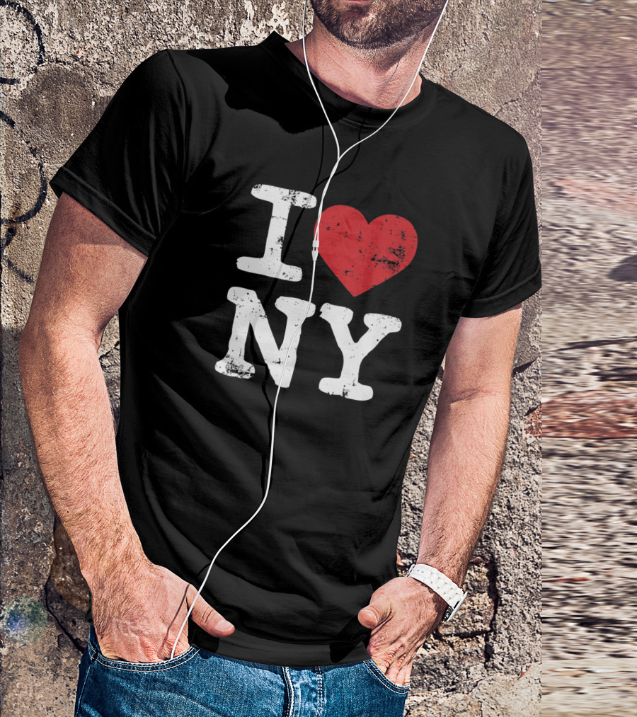 I Love NY Vintage Black Souvenir Tourism T-Shirt