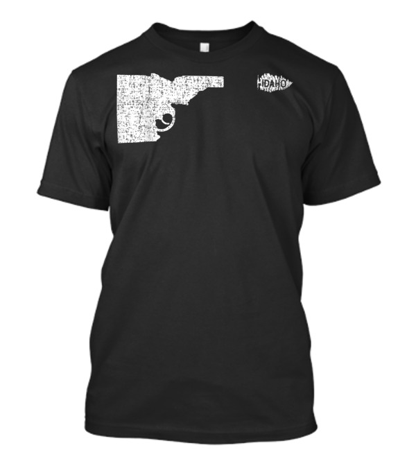 Idaho Gun Silhouette With Pine Tree Texture For Nature Lovers T-Shirt