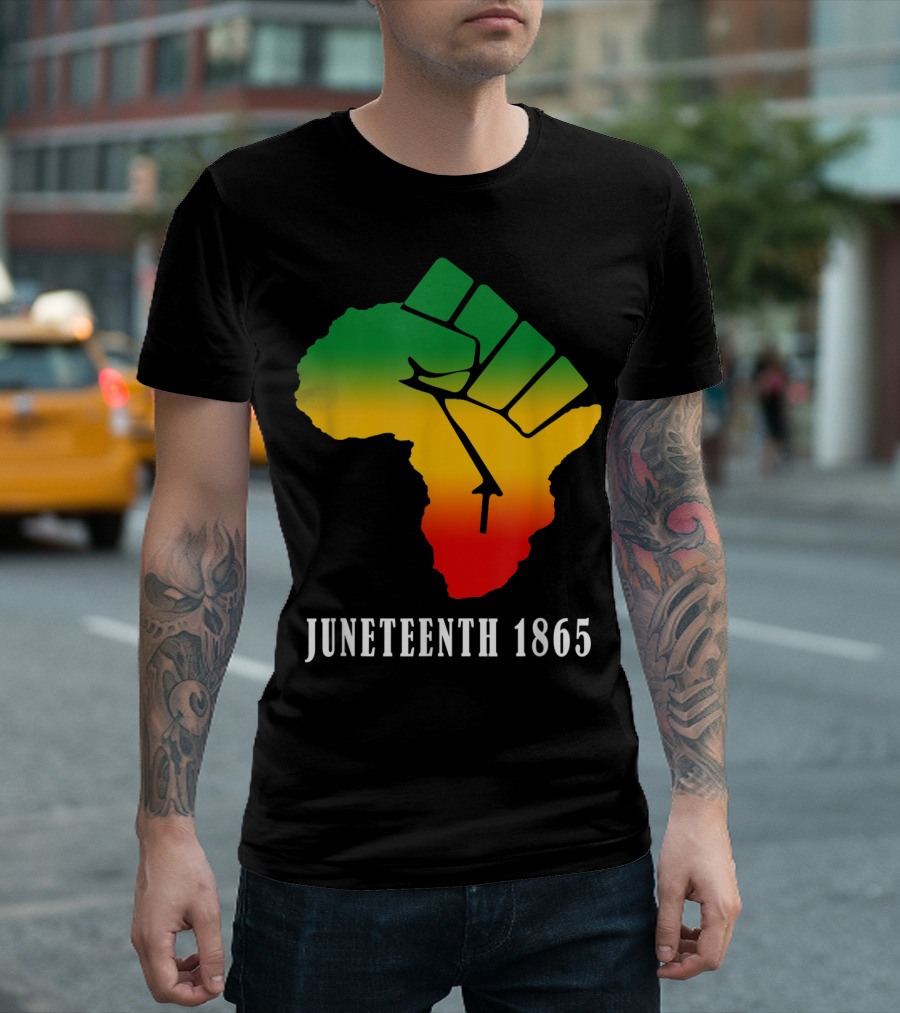 Juneteenth 1865 Ancestors Black African Map American Fist T-Shirt
