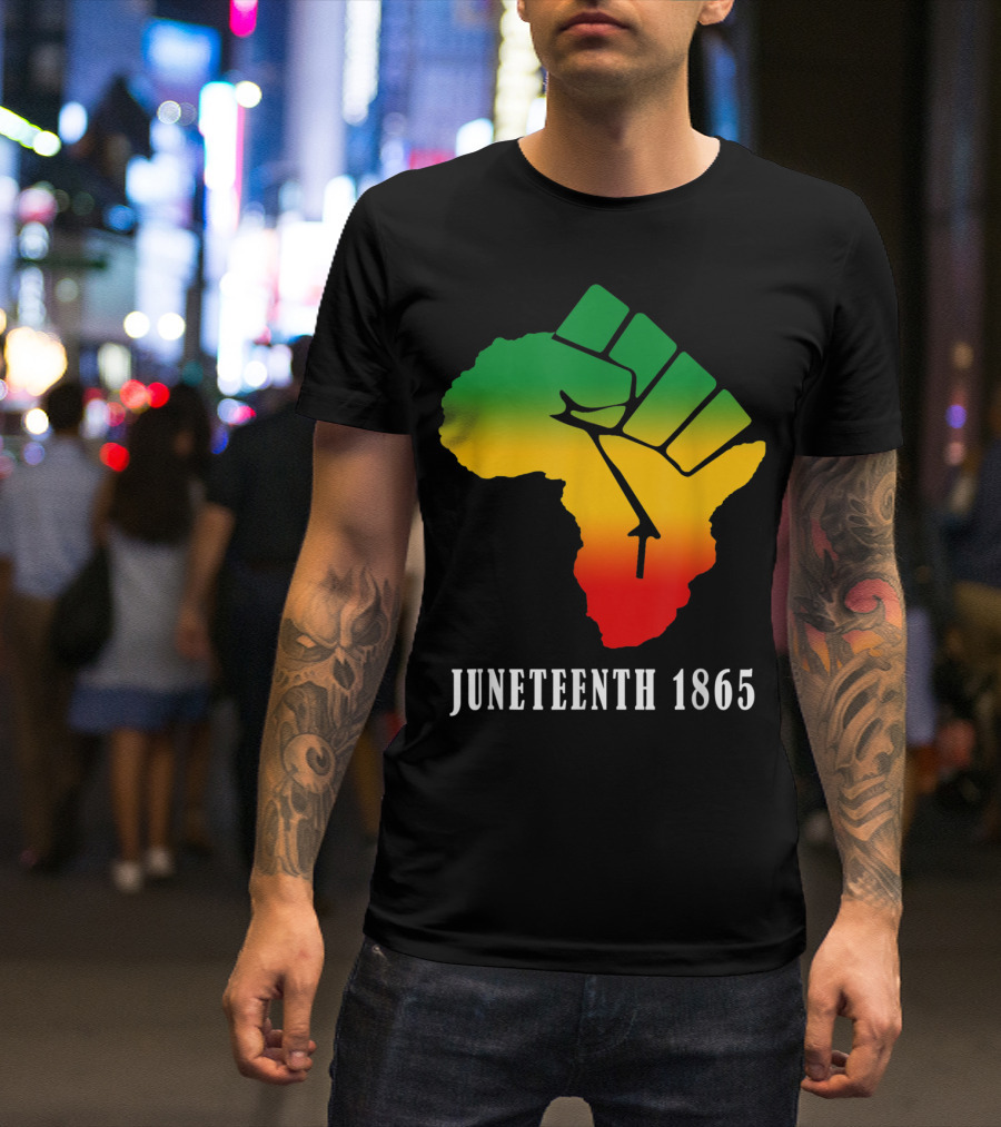 Juneteenth 1865 Ancestors Black African Map American Fist T-Shirt
