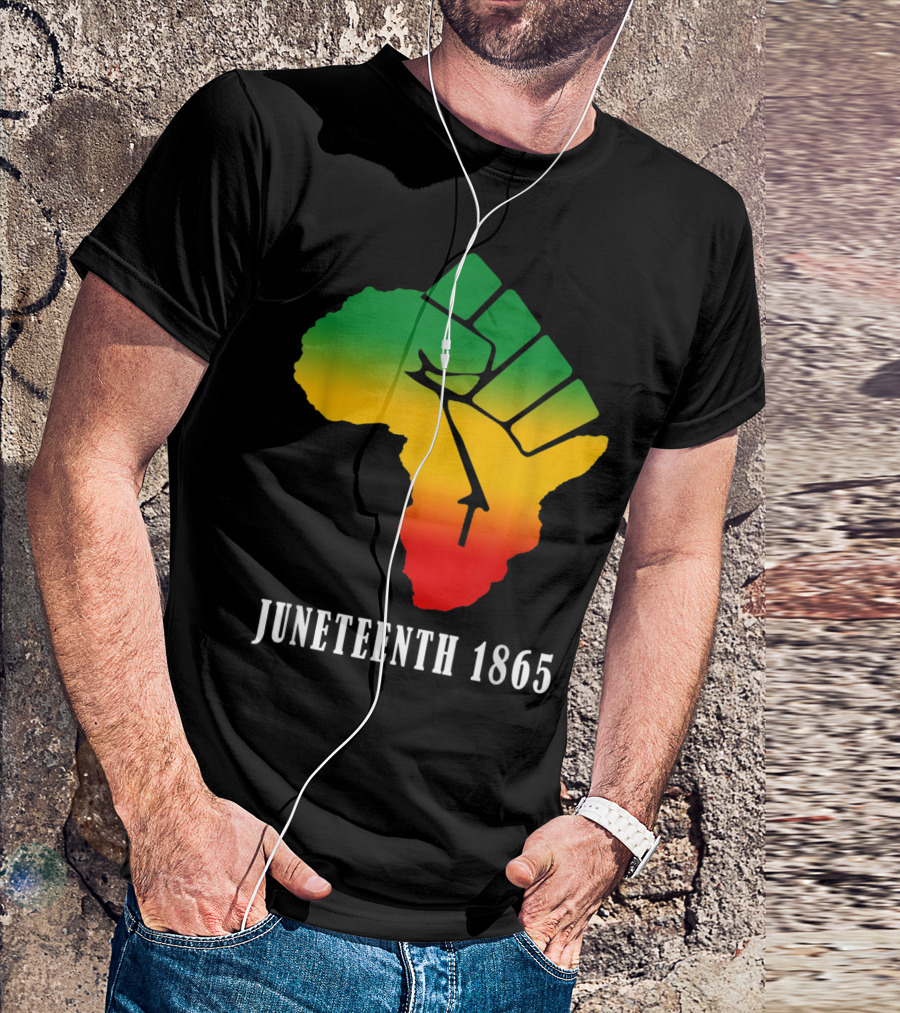 Juneteenth 1865 Ancestors Black African Map American Fist T-Shirt