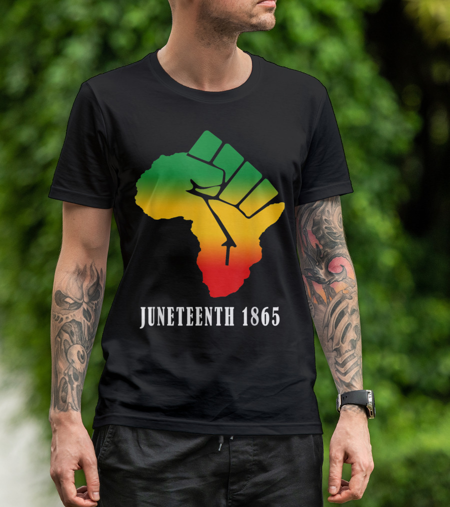 Juneteenth 1865 Ancestors Black African Map American Fist T-Shirt