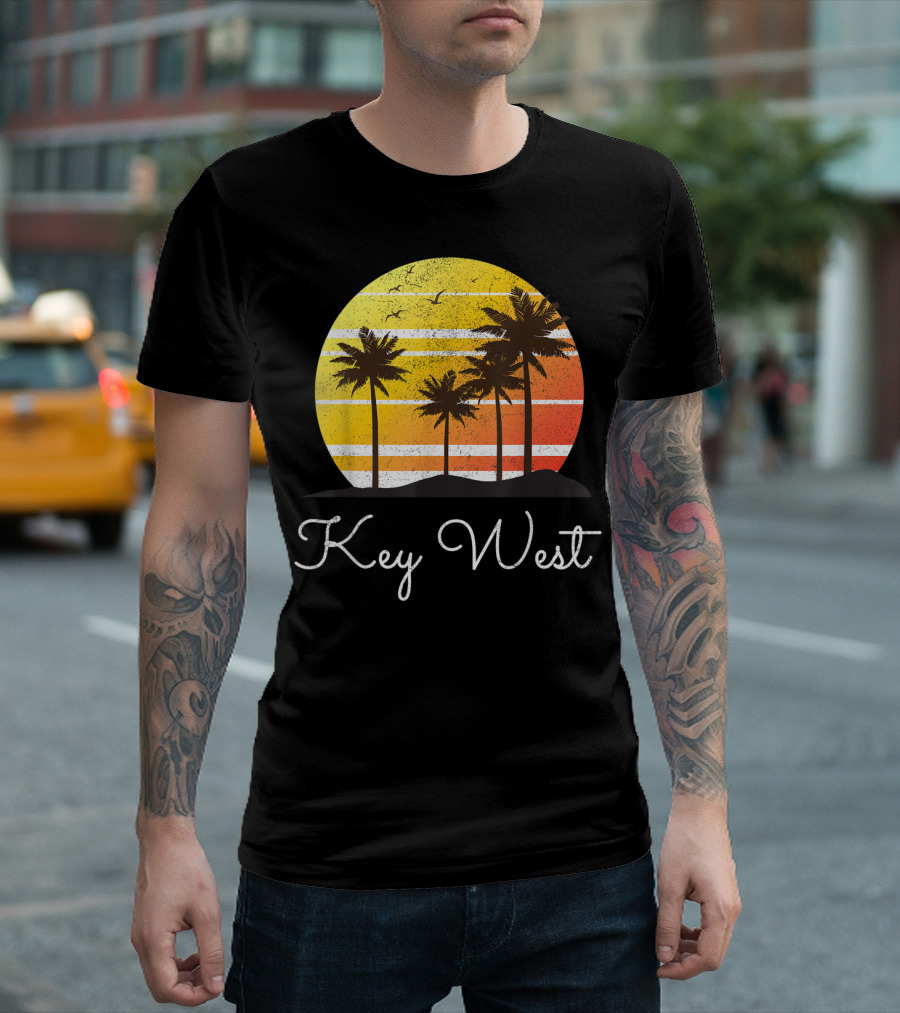 Key West Florida Family Vacation Group Beach Sunset Palm Trees T-Shirt
