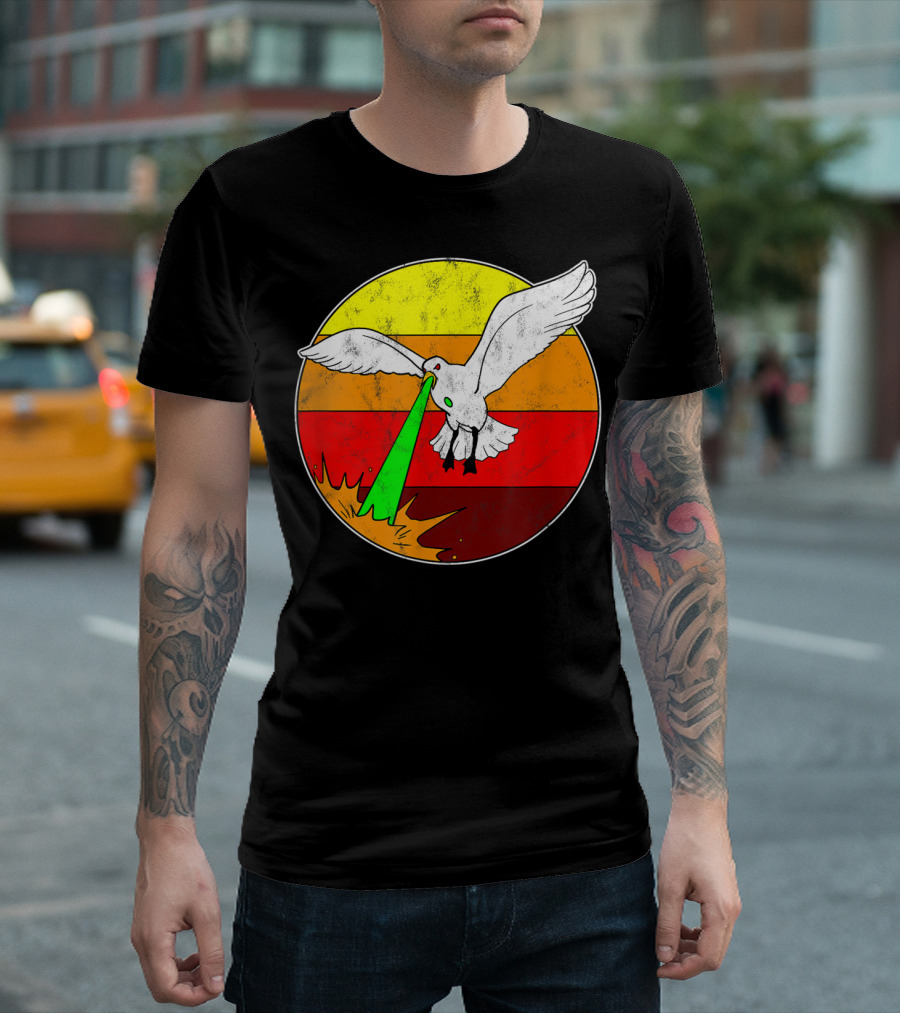 Laser Seagull Retro Sunset Funny Bird T-Shirt