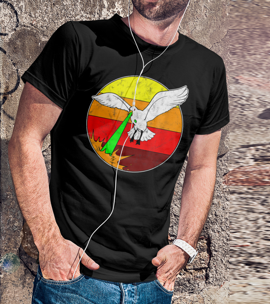Laser Seagull Retro Sunset Funny Bird T-Shirt