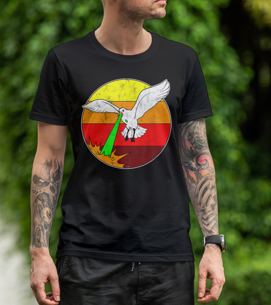 Laser Seagull Retro Sunset Funny Bird T-Shirt