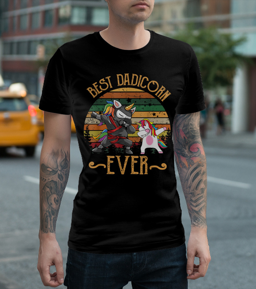 Best Dadicorn Ever Unicorn Dad Baby Fathers T-Shirt