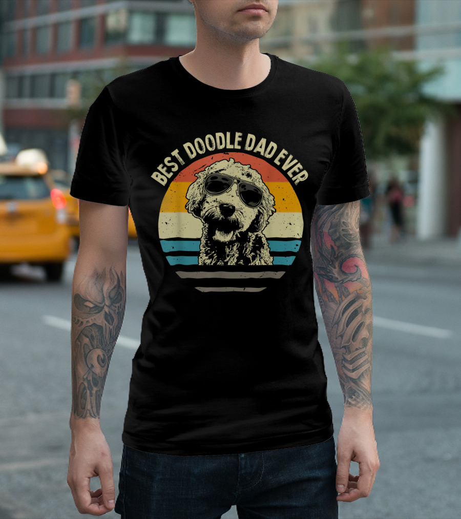 Best Doodle Dad Ever Goldendoodle Retro Sunglasses T-Shirt