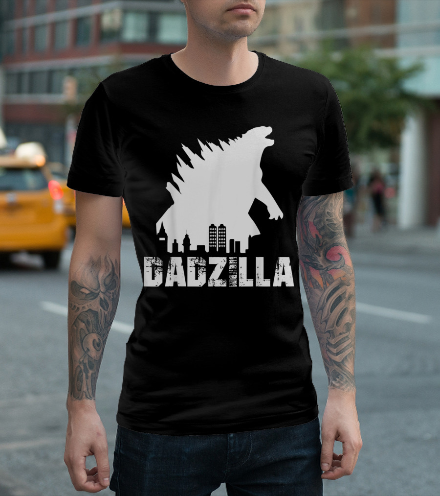 Kidzilla and Dadzilla Funny Matching Fathers City Skyline Monster T-Shirt