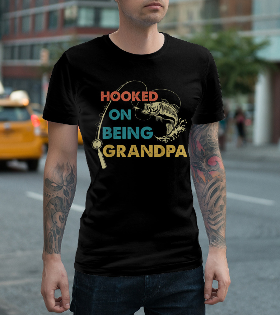 HOOKED ON BEING GRANDPA T-Shirt